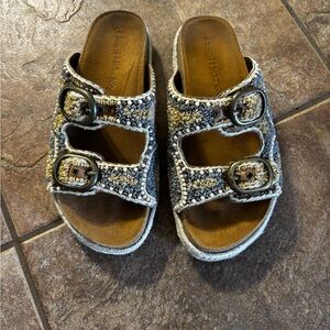 House of Harlow beaded Sandals with Buckle Straps